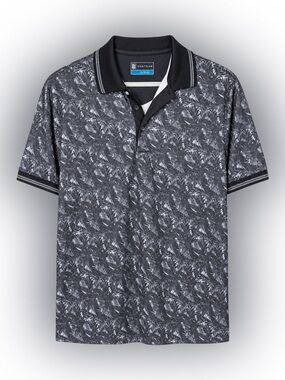 PGA TOUR Men’s Black & Gray Leaf Print Golf Polo Shirt Size XL